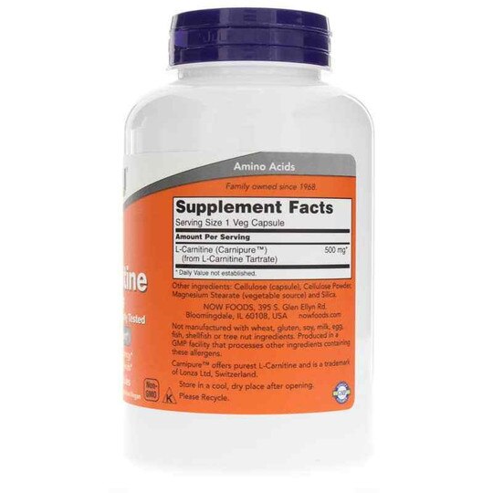 L-Carnitine Capsules 500 Mg, NOW